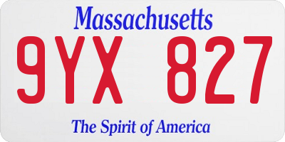 MA license plate 9YX827