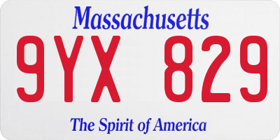 MA license plate 9YX829