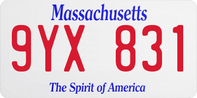 MA license plate 9YX831