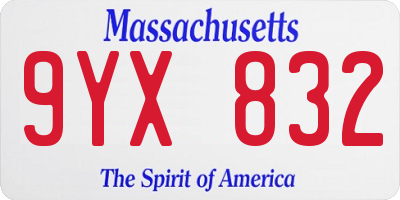 MA license plate 9YX832