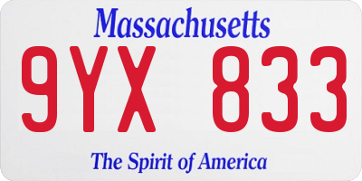 MA license plate 9YX833