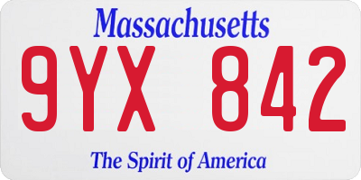 MA license plate 9YX842