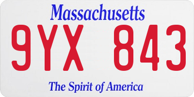 MA license plate 9YX843