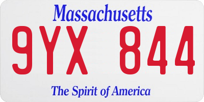 MA license plate 9YX844