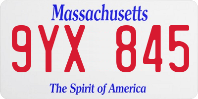 MA license plate 9YX845