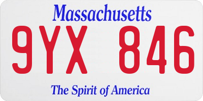 MA license plate 9YX846