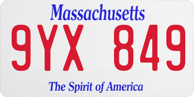 MA license plate 9YX849