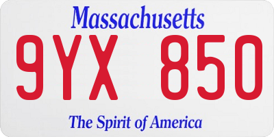 MA license plate 9YX850