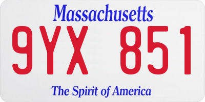MA license plate 9YX851