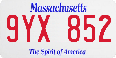 MA license plate 9YX852