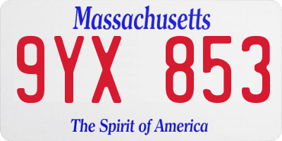 MA license plate 9YX853