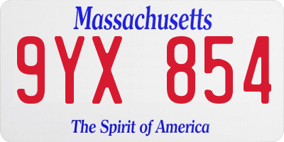 MA license plate 9YX854