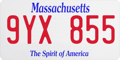 MA license plate 9YX855