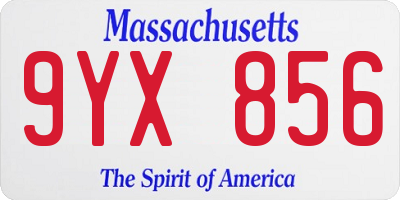 MA license plate 9YX856