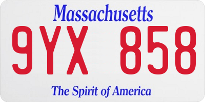 MA license plate 9YX858