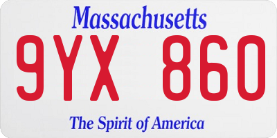 MA license plate 9YX860