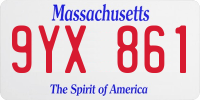MA license plate 9YX861