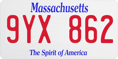 MA license plate 9YX862