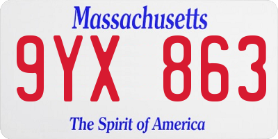MA license plate 9YX863