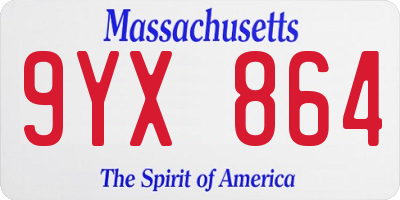 MA license plate 9YX864