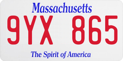 MA license plate 9YX865