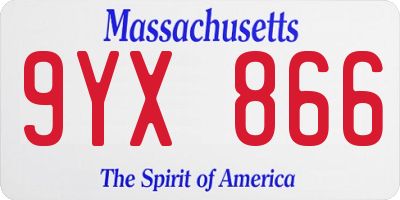 MA license plate 9YX866