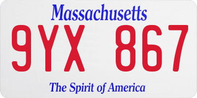 MA license plate 9YX867