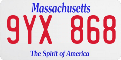 MA license plate 9YX868