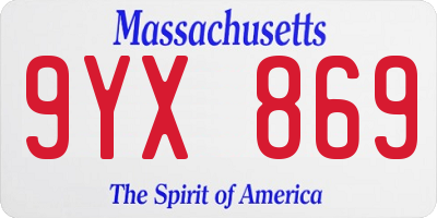 MA license plate 9YX869