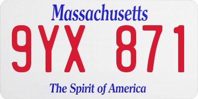 MA license plate 9YX871