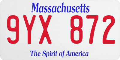 MA license plate 9YX872