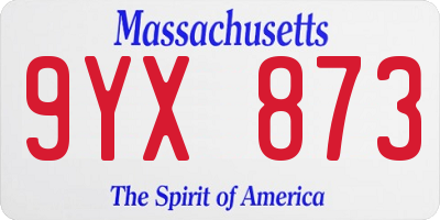MA license plate 9YX873