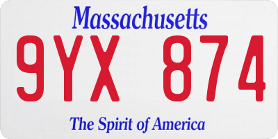 MA license plate 9YX874