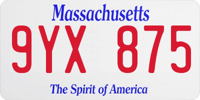 MA license plate 9YX875
