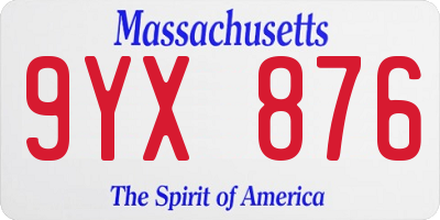 MA license plate 9YX876