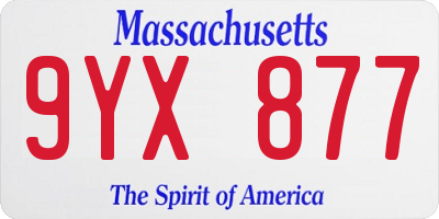 MA license plate 9YX877
