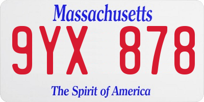 MA license plate 9YX878