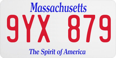 MA license plate 9YX879