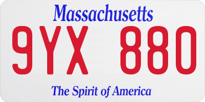 MA license plate 9YX880