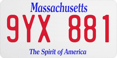 MA license plate 9YX881