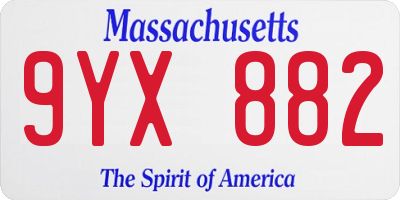 MA license plate 9YX882