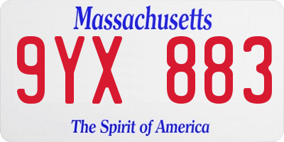 MA license plate 9YX883