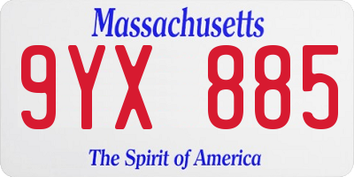 MA license plate 9YX885
