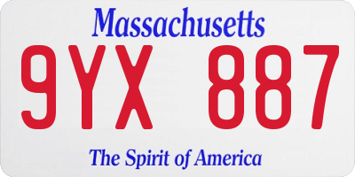 MA license plate 9YX887