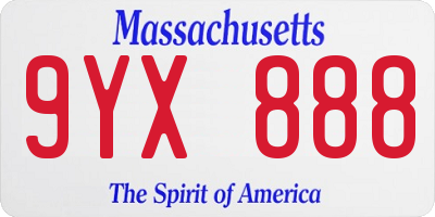 MA license plate 9YX888