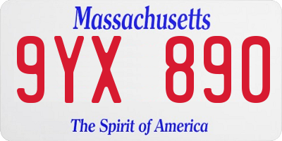 MA license plate 9YX890