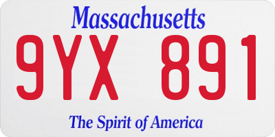 MA license plate 9YX891