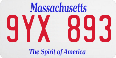 MA license plate 9YX893