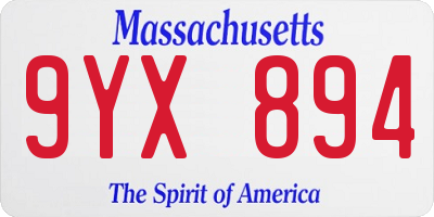 MA license plate 9YX894