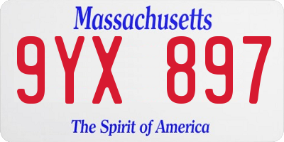MA license plate 9YX897